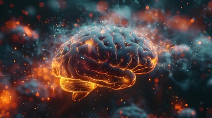 Poster - Glowing Brain Synapses Visualizing Neural Connections and Communication