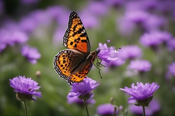 Sticker - violet flower butterfly insect summer natural underside gorgeous migratory attractive spring sweet silence serenity calm mexican queen sunflower appealing monarch orange magnificent petals black