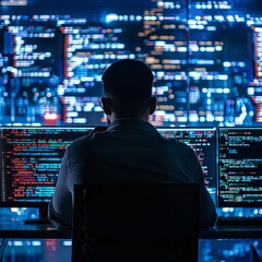 Poster - Large area for cybersecurity-themed text.