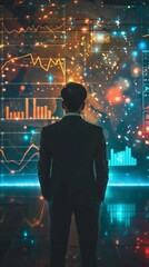 Poster - Man in front of a successful business graph.
