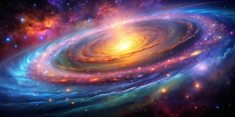 Wall Mural - beautiful image of a galaxy with colorful swirls and stars, space, universe, astronomy, stars, color