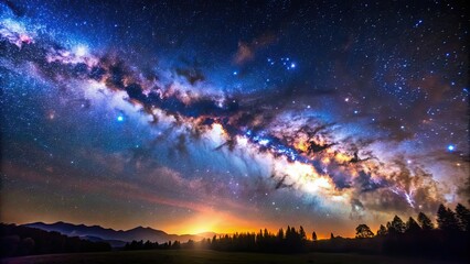 Wall Mural - beautiful image of the milky way galaxy in a night sky , stars, astronomy, space, universe, celestia