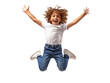 © zphoto83 - Joyful young child jumping high with excitement in bright indoor setting
