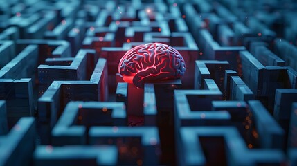 Poster - Complex Brain Maze Highlighting the Intricacies of Human Thought Processes