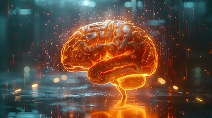 Poster - Glowing Digital Brain Interfaces Showcasing Advancements in Neurotechnology and Brain Computer Interactions