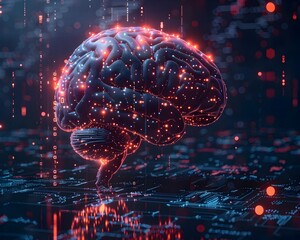 Poster - Futuristic Brain with Neural Network Overlay Representing Machine Learning and Concept