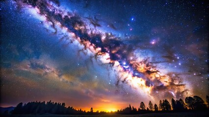 Poster - Beautiful image of the Milky Way galaxy in the night sky, galaxy, stars, space, astronomy, celestial, universe