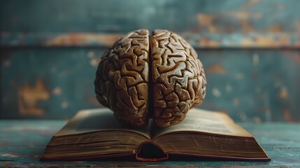 Poster - Brain with a Book Inside Symbolizing Knowledge and Education Concept