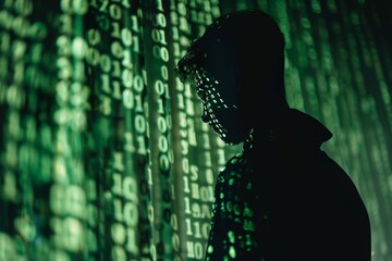 Poster - Shadowy figure representing cybersecurity strategies.