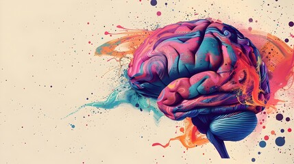 Poster - Vibrant Colorful Brain Patterns Symbolizing Creative Diverse Thinking Concept