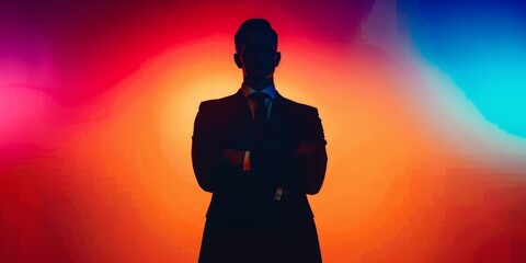 Sticker - Silhouette of a Businessman in a Suit Standing