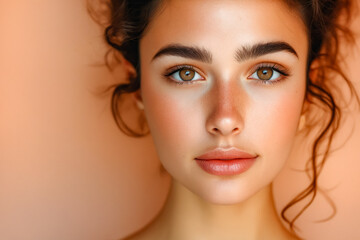 Poster - A close up of a woman's face with blue eyes