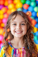 Sticker - A little girl with long curly hair smiles at the camera.