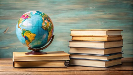 Poster - Books and globe representing International Day of Education , education, international, global, school, learning, knowledge