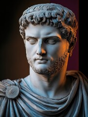 Elegant marble bust with a stoic expression