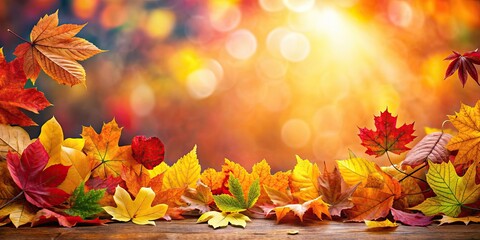 Sticker - Autumn leaves background with vibrant colors and fallen foliage, fall, foliage, colorful, seasonal, nature, autumnal