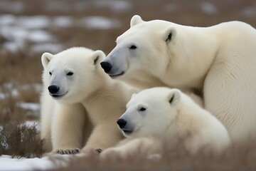 mother new canada national ursus cubs playing maritimus manitoba bear park born wapusk polar two animal arctic baby cute cuteness enjoying enjoyment family fun funny happiness happy horizontal joy