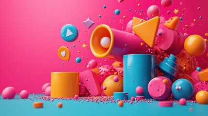 Poster - marketing online with advertising conversion: a detailed 3d render showing advertising strategies to