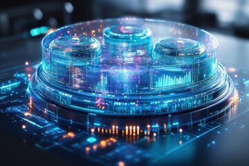 Poster - marketing online with strategy automation: a futuristic 3d render showcasing marketing strategy auto