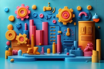Poster - marketing online with strategy optimization: a 3d render of strategy optimization tools, featuring p