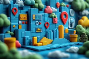 Poster - marketing online with strategy engagement: a detailed 3d render showcasing engagement-focused market