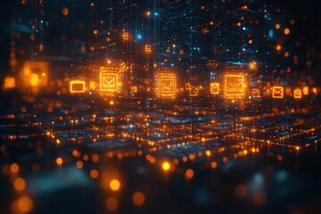 Poster - marketing online with content automation: a futuristic 3d render showcasing content marketing automa