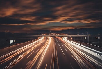 Wall Mural - motion speed background highway blur traffic fast road car light night abstract travel sky transport way street transportation drive asphalt