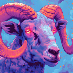 Poster - Psychedelic Ram Illustration