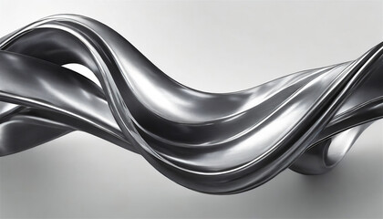 Wall Mural - Abstract fluid metal bent form. Metallic shiny curved wave in motion. Design element steel texture effect.