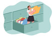 © Valery - Woman manager is looking for documents in large archive, standing in giant filing cabinet