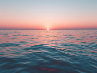 Poster - Spectacular Sunset Over Tranquil Ocean Waves With Soft Pink and Blue Hues