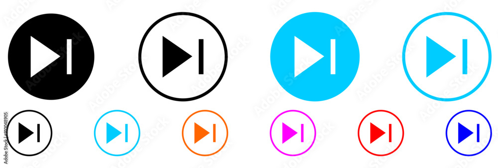 Music player icon set with play, pause, next, previous like and ...