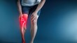 © Aamir - A man holding his knee pain isolated on a dark blue background showing discomfort in his leg, Knee pain, leg discomfort, pain relief