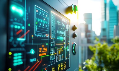 Aufkleber - Photo of Clean Energy Systems Highlighting a Smart Grid Control Panel