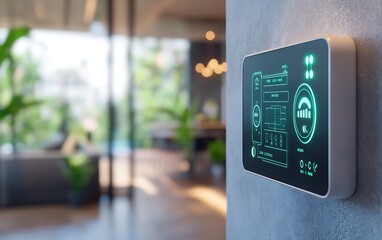 Aufkleber - Photo of Clean Energy Systems Showing a Smart Home Energy Management System with Green Indicators