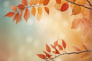 Poster - autumn leaves on a branch
