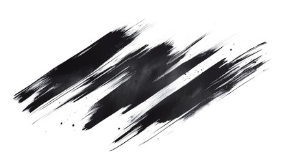 Abstract black paint isolated on white, transparent png file