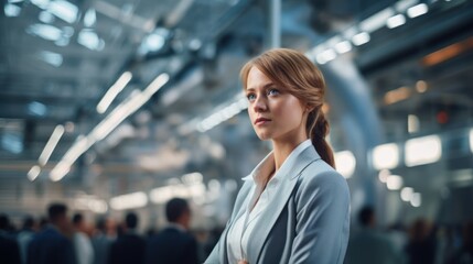 Businesswoman in a modern factory