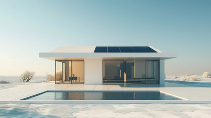 Poster - luxury minimal of a white house with Glass door