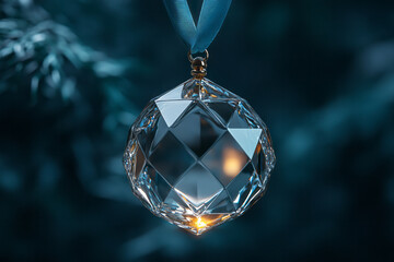 Poster - Clean and modern image of a diamond-shaped 3D award medal, suspended by a sleek ribbon,