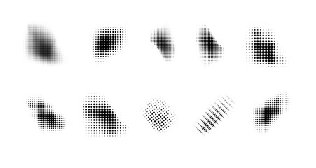 Wall Mural - Dotted halftone waves. Abstract shapes, wave effect dotted gradient. Halftone graphic dots waves. Wave dotted halftone. Vector