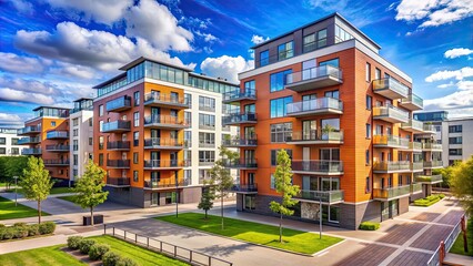 Sticker - Modern apartment buildings in the Kalasatama neighborhood of Helsinki, Finland, urban, architecture, skyscraper