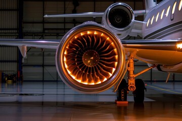 Wall Mural - Glowing turbine engine the jet plane