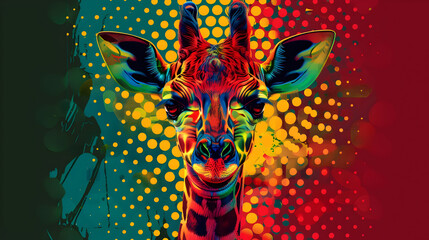 Poster - Colorful Giraffe Portrait Illustration