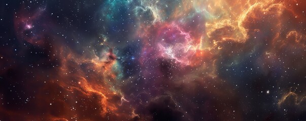 Wall Mural - Nebula with swirling colors and stars, 4K hyperrealistic photo