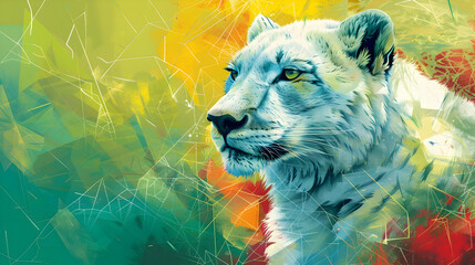 Canvas Print - Abstract Illustration of a White Tiger