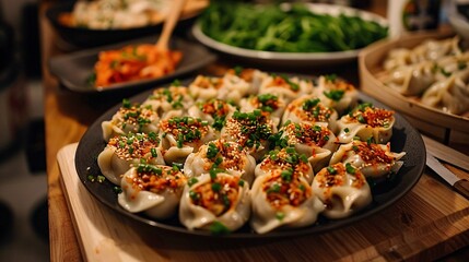 Asian Dumplings on Plate