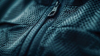 Close-up of Zipper on a Textured Fabric Jacket