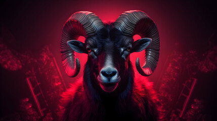 Sticker - Red Light Ram: A Dramatic Portrait