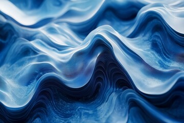 Sticker - Abstract blue waves create a dynamic and flowing 3D digital art background, symbolizing movement, depth, energy, fluidity, and technology.